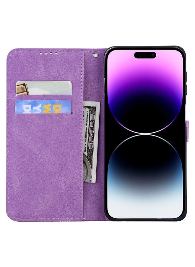 S-TOP Case For iPhone 15 Pro Max Retro Skin Feel Butterflies Embossing Leather Phone Case - Image 4