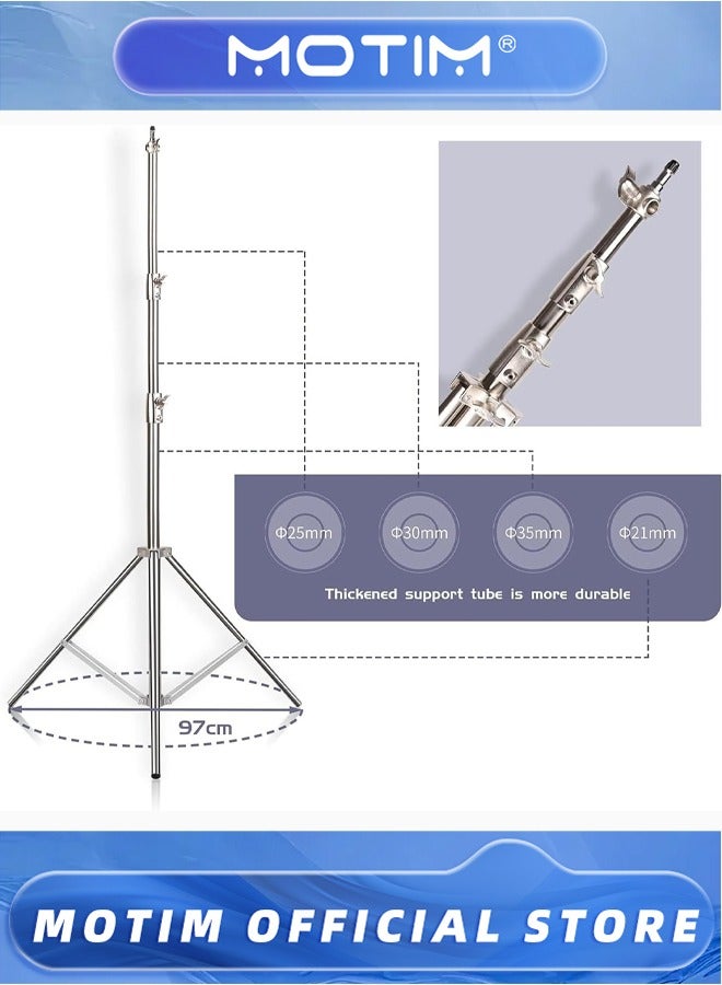Motim Stainless Steel Photography Light Stand, Adjustable Photographic Sturdy Tripod for Video Light, Flash, Reflectors - Image 4