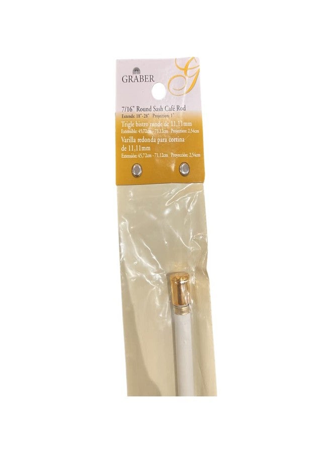 جرابر قضيب ستارة مقهى دائري من Graber مقاس 7/16 بوصة (عرض قابل للتعديل من 18 إلى 28 بوصة، أبيض مع أطراف نحاسية) - Image 3