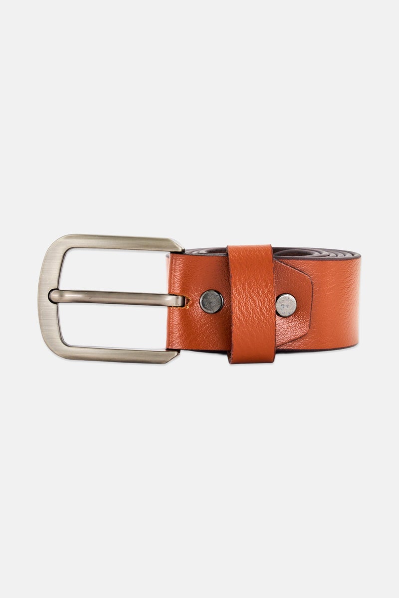 Aeropostale Men Genuine Leather Semi Formal Pin Buckle Belt, Brown - Image 1
