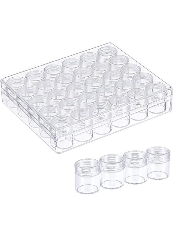 MIXDE 30pcs  Clear Plastic Bead Storage Containers Set with 30 Pieces Storage Jars Diamond Painting Accessory Box Transparent Bottles with Lid for DIY Diamond Nail and Other Small Items 1.15 x 1 Inch - Image 1
