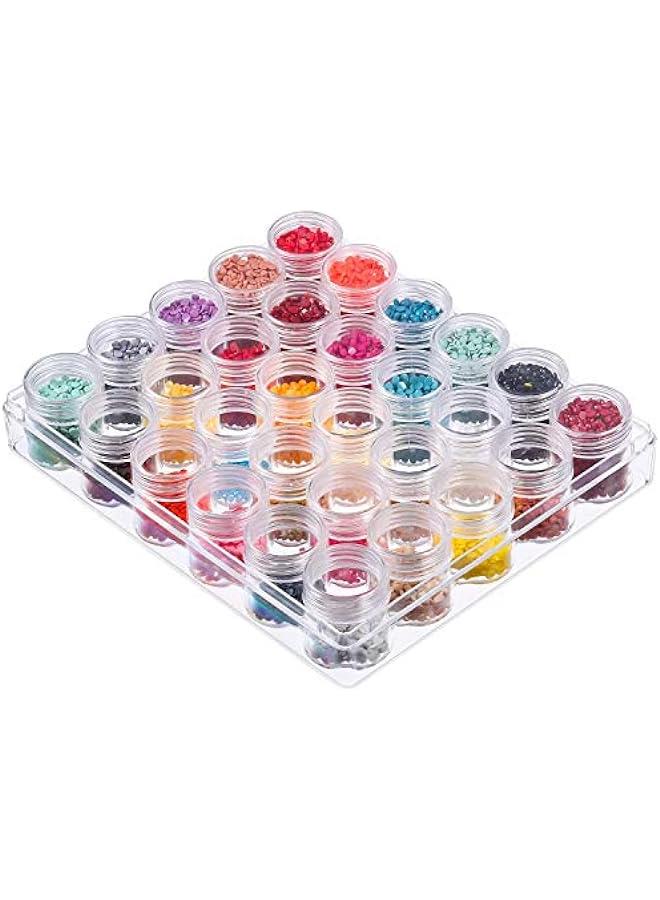 MIXDE 30pcs  Clear Plastic Bead Storage Containers Set with 30 Pieces Storage Jars Diamond Painting Accessory Box Transparent Bottles with Lid for DIY Diamond Nail and Other Small Items 1.15 x 1 Inch - Image 2