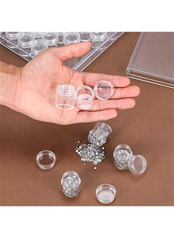 MIXDE 30pcs  Clear Plastic Bead Storage Containers Set with 30 Pieces Storage Jars Diamond Painting Accessory Box Transparent Bottles with Lid for DIY Diamond Nail and Other Small Items 1.15 x 1 Inch - Image 5