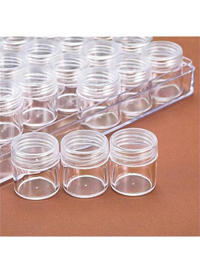 MIXDE 30pcs  Clear Plastic Bead Storage Containers Set with 30 Pieces Storage Jars Diamond Painting Accessory Box Transparent Bottles with Lid for DIY Diamond Nail and Other Small Items 1.15 x 1 Inch - Image 3