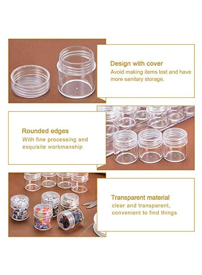 MIXDE 30pcs  Clear Plastic Bead Storage Containers Set with 30 Pieces Storage Jars Diamond Painting Accessory Box Transparent Bottles with Lid for DIY Diamond Nail and Other Small Items 1.15 x 1 Inch - Image 4