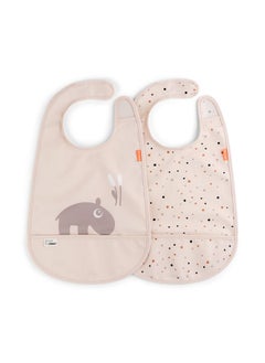 done by deer Done by Deer Ozzo Powder Bib w/Velcro 2-Pack - Waterproof, Easy-to-Clean Bibs with Pocket and Velcro Closure for Stress-Free Mealtime  - Image 1
