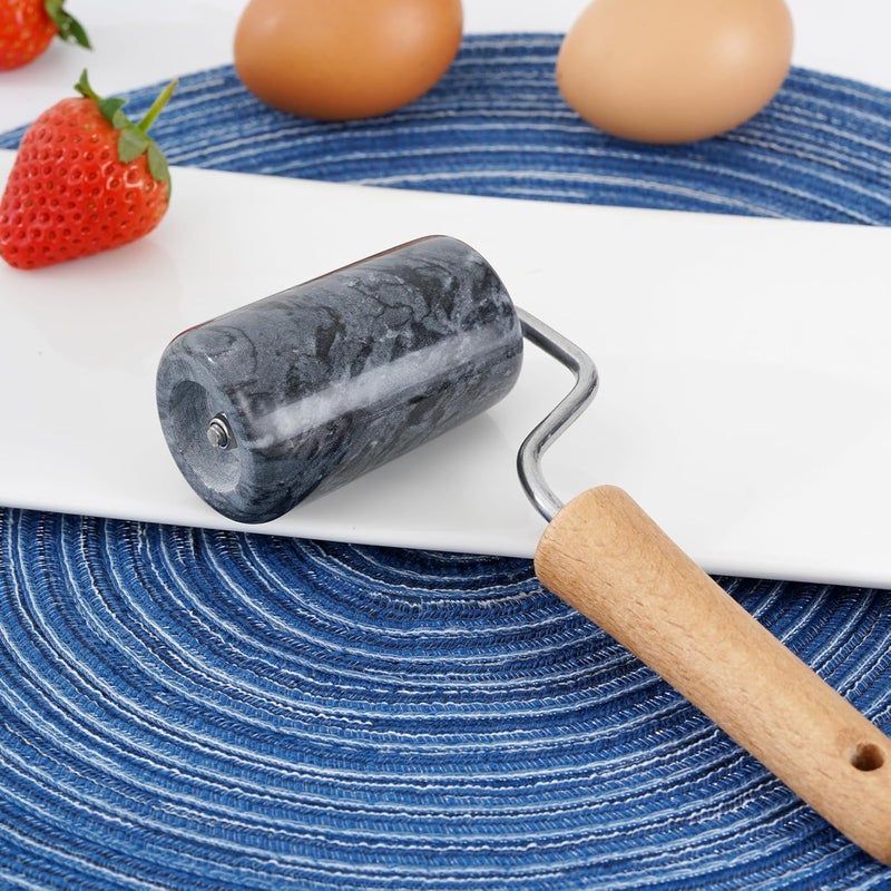 Tianman Rolling Pin Pizza Roller, Marble Roller Non-Stick T-Type, For Cake Baking Tortilla Fudge Pizza Cookies and Other Kitchen Baking Cooking (Type 3 Black). - Image 5