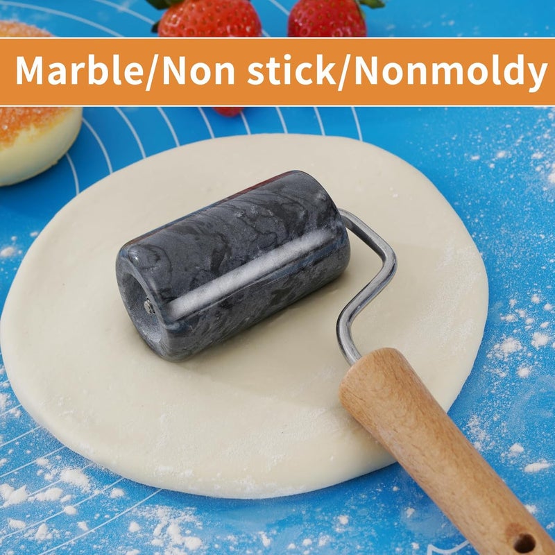 Tianman Rolling Pin Pizza Roller, Marble Roller Non-Stick T-Type, For Cake Baking Tortilla Fudge Pizza Cookies and Other Kitchen Baking Cooking (Type 3 Black). - Image 3