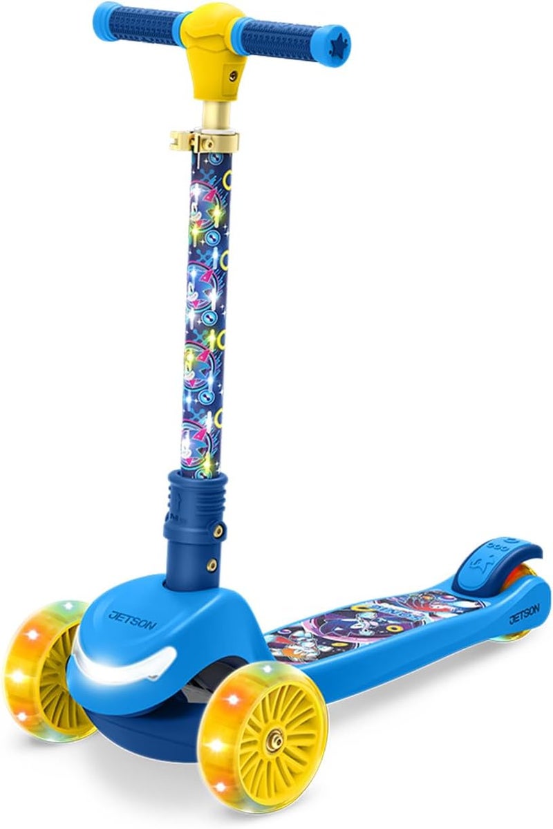 JETSON Character Kids Kick Scooter, LED Lights on Stem & Light-Up Wheels, Lightweight Frame, Height-Adjustable Handlebar, Lean-to-Steer System, Easy-Fold Mechanism - Image 1