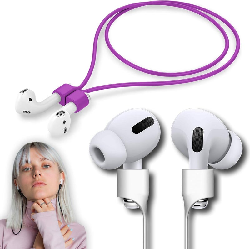 cobcobb Ultra Strong Magnetic Airpod Pro Strap Anti-Lost Cord Sports Lanyard Compatible with Airpods 3rd 2nd Generation Pro 3 2 1 (Purple) - Image 1