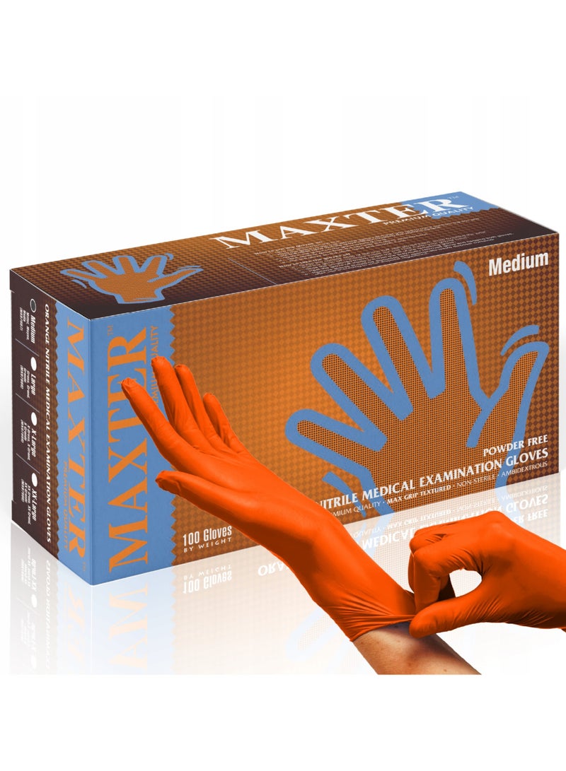EMKA Maxgrip Orange Nitrile, Powder Free Disposable Gloves – 90 Pcs Per Box 7.0 Mil, 8.4g - Image 1