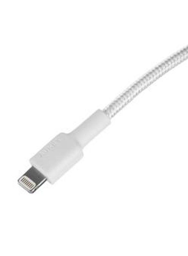 Aukey Nylon Braided USB A To Lightning Data Cable White - Image 3