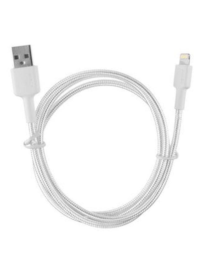 Aukey Nylon Braided USB A To Lightning Data Cable White - Image 2