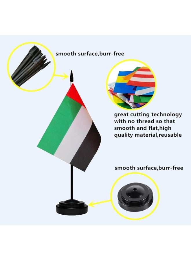 2-Piece UAE Desk Flag Set, United Arab Emirates Table Flag with Black Pole and Base, National Day Festival Decoration, Theme Party and Desk Accessory - Image 4