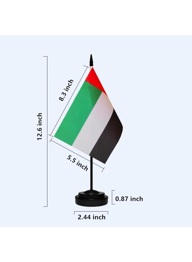 2-Piece UAE Desk Flag Set, United Arab Emirates Table Flag with Black Pole and Base, National Day Festival Decoration, Theme Party and Desk Accessory - Image 3