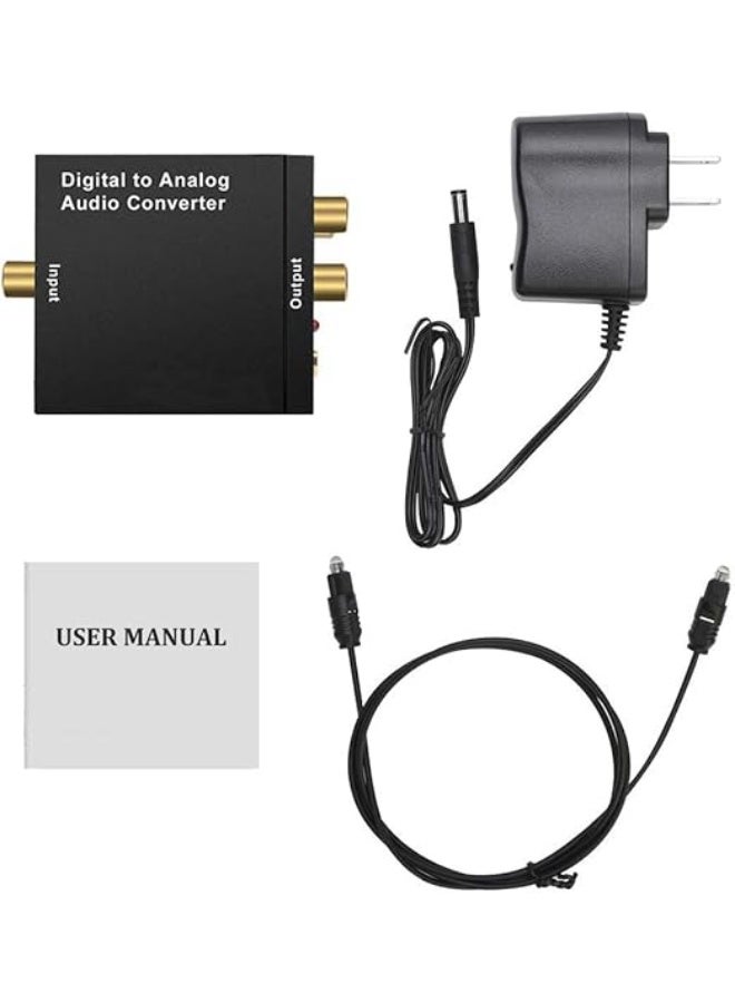 Digital SPDIF Optical to Analog Stereo Audio Converter – L/R RCA & 3.5mm Jack with 1m Cable - Image 2