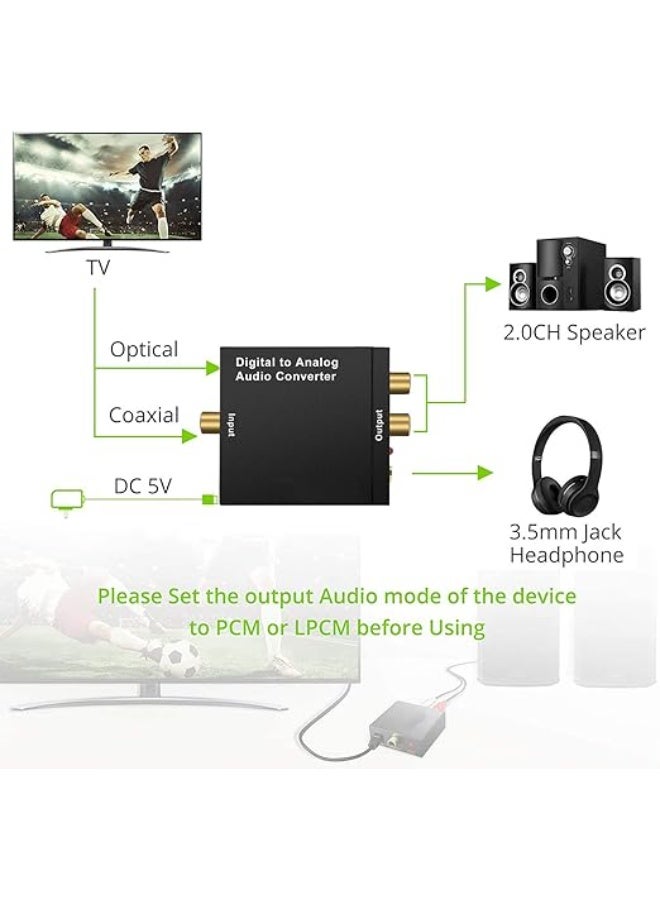 Digital SPDIF Optical to Analog Stereo Audio Converter – L/R RCA & 3.5mm Jack with 1m Cable - Image 4