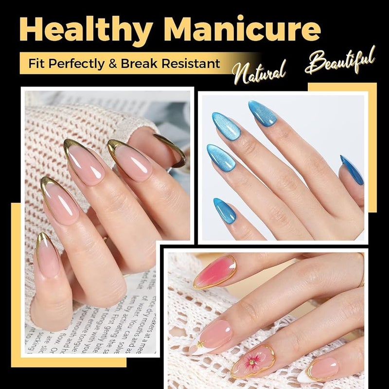 UNA GELLA Almond Gel X Nail Tips 600 Pcs Pre-filed Almond Nail Tips Full Cover Nail Tips Press On Nails 12 Sizes Half Matte Clear Fake Soft Gel Nail Tips for Nail Extension Home DIY Salon with Box - Image 2