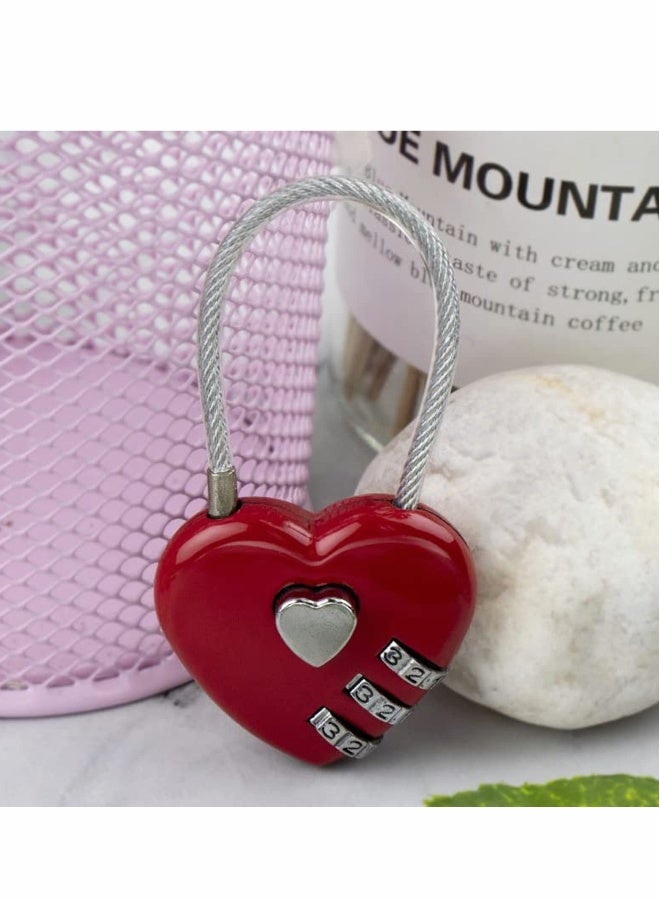 Luggage Locks 3 Digit Combination Number Password Heart Shape Padlocks for Outdoor Travel Suitcase Baggage Backpacks School Gym Lockers Computer Bags Filing Cabinets Toolbox (3 Pieces) - Image 5