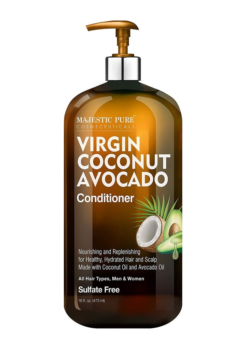 Majestic Pure Majestic Pure Avocado Coconut Conditioner - Vitamin Enriched Gentle Hair Conditioner Formula Nourishes Dry & Damaged Hair - for Daily Use, Sulfate Free, for All Hair Types- 16 fl. oz.  - Image 1