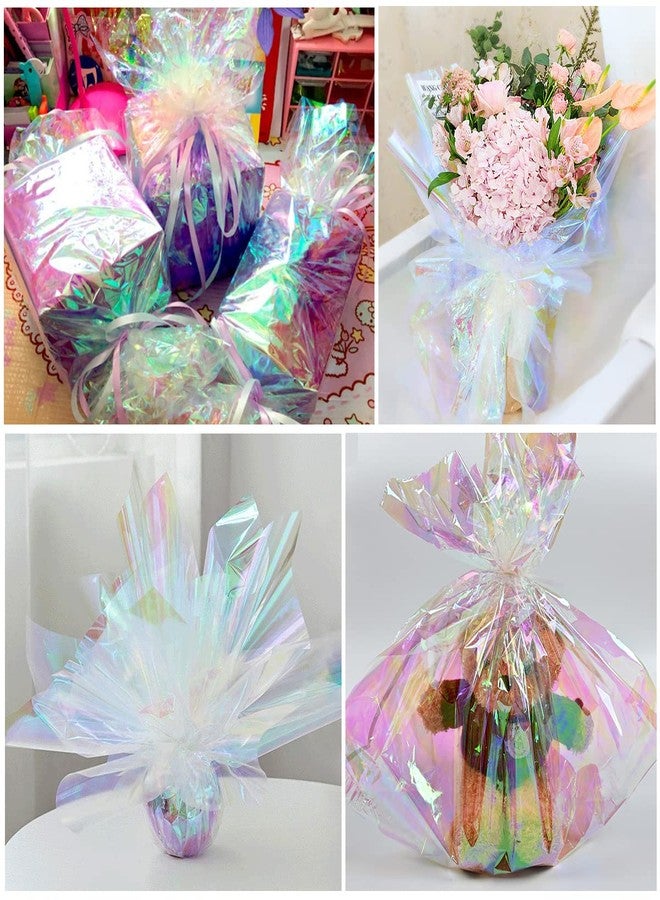 Giiffu Iridescent Cellophane Wrap Roll, 34" Wide x 50 Ft Long | Holographic Film for Gift Baskets, Floral Bouquets, Easter Gifts & Craft Projects - Image 4