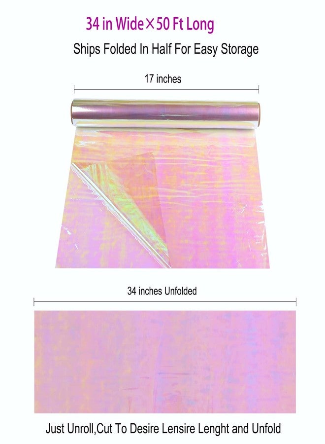 Giiffu Iridescent Cellophane Wrap Roll, 34" Wide x 50 Ft Long | Holographic Film for Gift Baskets, Floral Bouquets, Easter Gifts & Craft Projects - Image 2