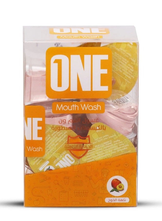 وان غسول الفم بالكبسولات المتطورة بنكهة الخوخ