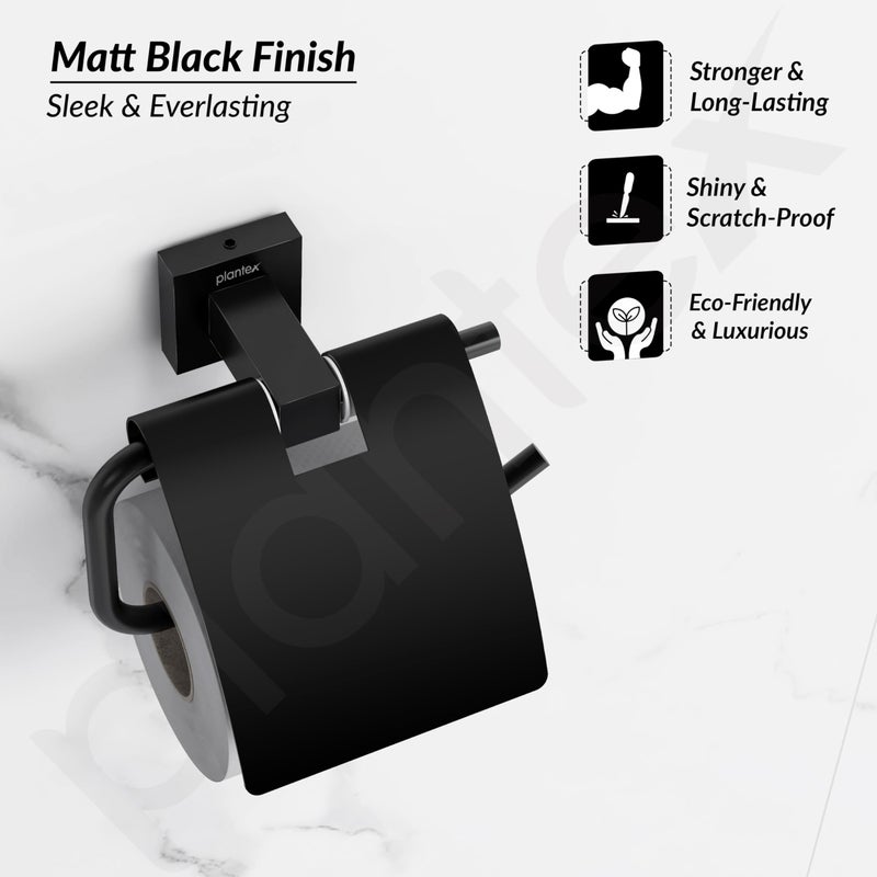 Plantex 304 Grade Stainless Toilet Paper Holder/Toilet Roll Holder/Bathroom Toilet Paper Holder/Bathroom Accessories - Splash (Black) - Image 5