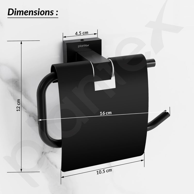 Plantex 304 Grade Stainless Toilet Paper Holder/Toilet Roll Holder/Bathroom Toilet Paper Holder/Bathroom Accessories - Splash (Black) - Image 3