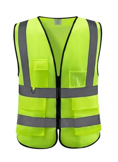 LAWAZIM Multi-Pocket -High Visibility Safety Vest -XL Yellow 160g- Breathable Unisex Workwear with Reflective Stripes -for Construction Roadside Work Traffic Control Cycling Jogging Outdoor Activities  - Image 1