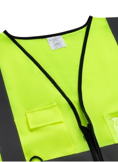 LAWAZIM Multi-Pocket -High Visibility Safety Vest -XL Yellow 160g- Breathable Unisex Workwear with Reflective Stripes -for Construction Roadside Work Traffic Control Cycling Jogging Outdoor Activities  - Image 3