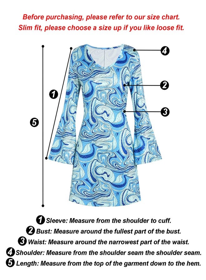 Deerjoke 70s Disco Outfit Women, 7 PCS 70's Disco Dress Costume Hippie Clothes Accessories Jewelry Halloween (Blue, XX-Large) - Image 2