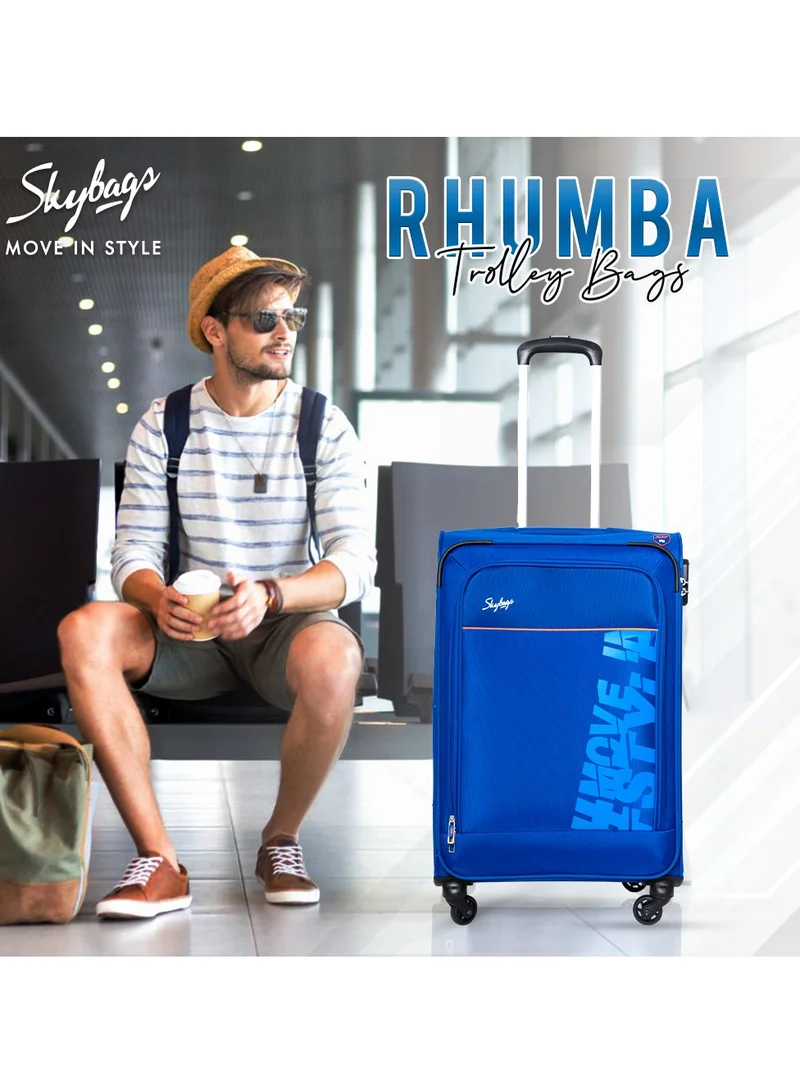Skybags Rhumba Set Of 3 Luggage| 4W Str (E)| Polyester Soft Sided 360° 4 Wheels Spinner Trolleys- Cabin-20 Inch| Medium-24Inch| Large- 28 Inch| Blue