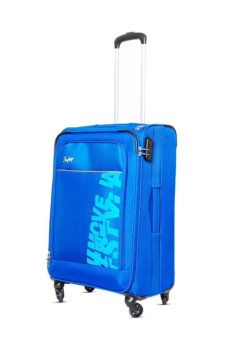 Skybags Rhumba Set Of 3 Luggage| 4W Str (E)| Polyester Soft Sided 360° 4 Wheels Spinner Trolleys- Cabin-20 Inch| Medium-24Inch| Large- 28 Inch| Blue