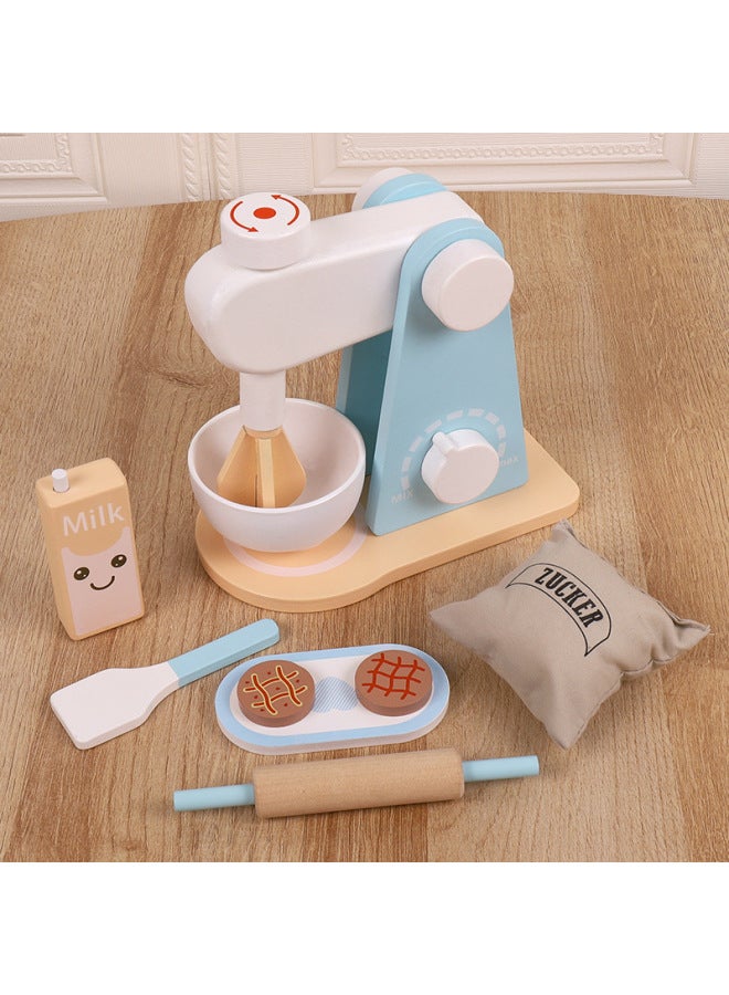 Wooden Children's Kitchen Toys Simulation Play House 6-piece Set 14-piece Set Boys And Girls Electric Cooking Set-Color:Mixer -0.53 - Image 4