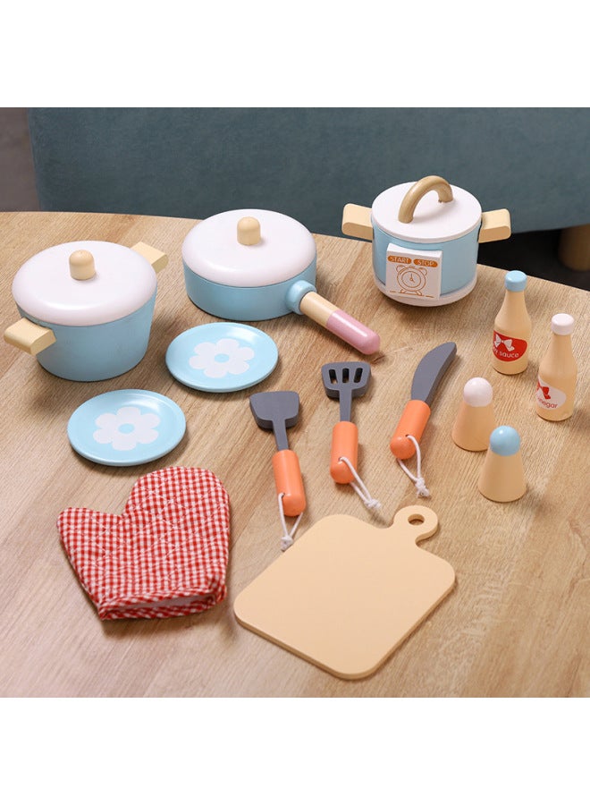 Wooden Children's Kitchen Toys Simulation Play House 6-piece Set 14-piece Set Boys And Girls Electric Cooking Set-Color:Mixer -0.53 - Image 3