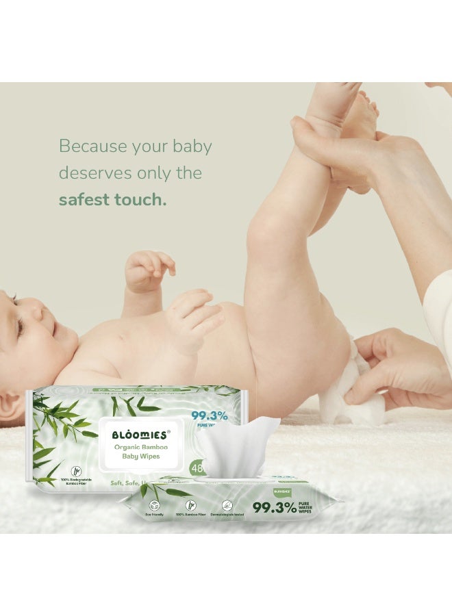 Bloomies Organic Bamboo Baby Wet Wipes, 99.3% Pure Water Wipes, Unscented, Extra Large, Eco-friendly, Soft, 100% Biodegradable Bamboo Fiber, 20 Packs of 48 Wipes (960 Wipes) - Image 5