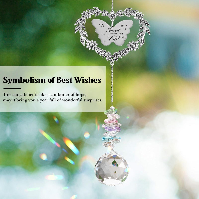 Elivida 70th Birthday Gifts for Women, Happy 70th Birthday Suncatcher for Her, Thoughtful 70 Bday Crystal Ornament for Wife, Mom, Grandma, Sister, Turning 70 Year Old Rainbow Marker - Image 2