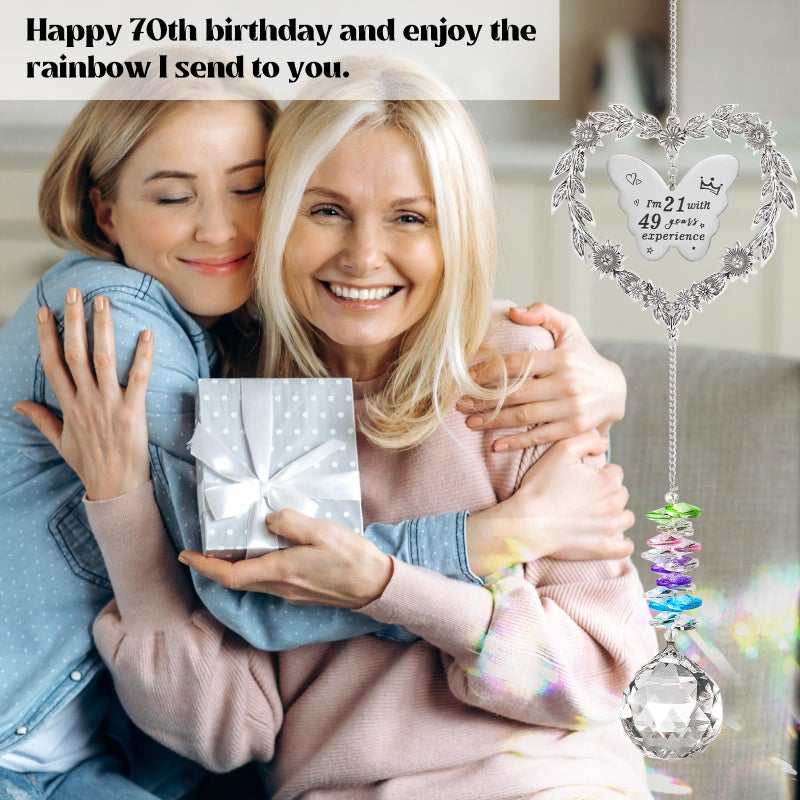 Elivida 70th Birthday Gifts for Women, Happy 70th Birthday Suncatcher for Her, Thoughtful 70 Bday Crystal Ornament for Wife, Mom, Grandma, Sister, Turning 70 Year Old Rainbow Marker - Image 4