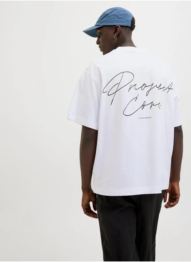 جاك اند جونز Slogan Print Crew Neck T-Shirt