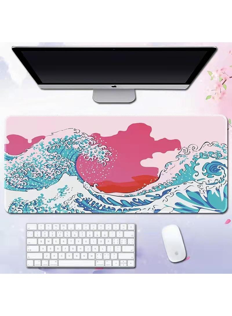 Y&D Sea Wave Pattern For Esports Games Gaming Mouse Pad Extended Large Mat Desk Pad Stitched Edges Mousepad Long Mouse Pad And Non-Slip Rubber Base Mice Pad 800X300X4mm - Image 1