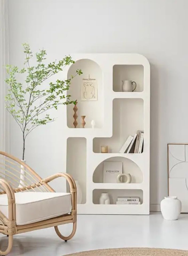 alimforyou A multi-functional bookshelf in pure white that fits all decor styles. You can use it to store books, display collectibles, organize plants, or even as an elegant space divider. - Image 1