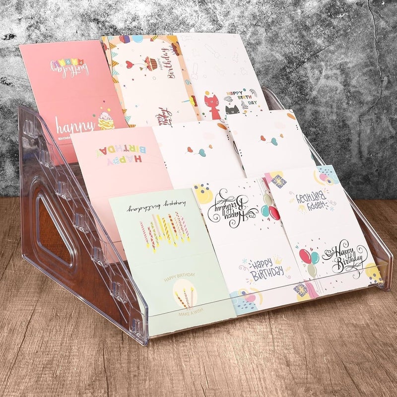 Excefore 7-Tier Acrylic Greeting Card Display Stand,Portable Multi-Purpose Organizer for Greeting Cards, Postcards, Stickers, Stamps - Retail Counter, Desk & Home Use Display Rack Holder - Image 4