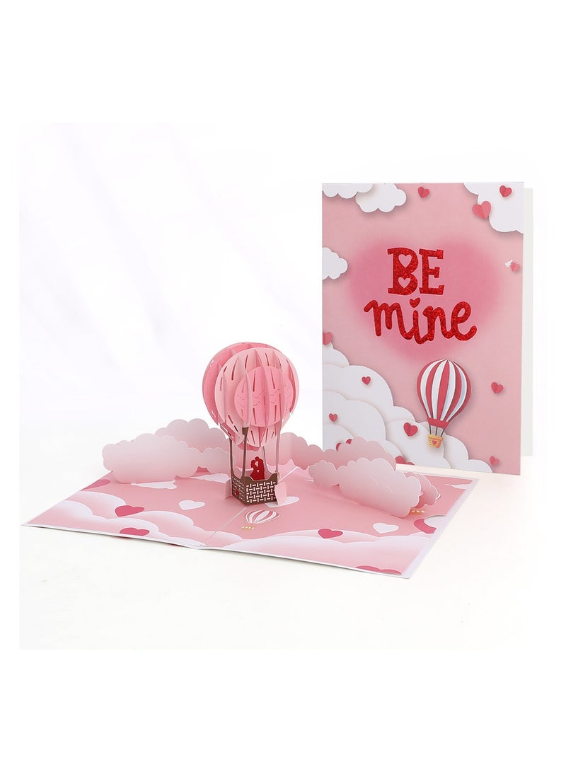 Pink hot air balloon lovers greeting card - Image 1