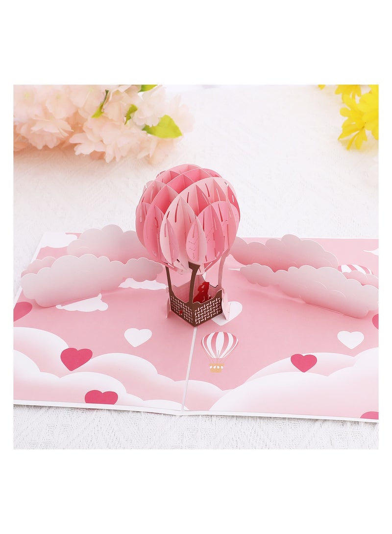 Pink hot air balloon lovers greeting card - Image 3