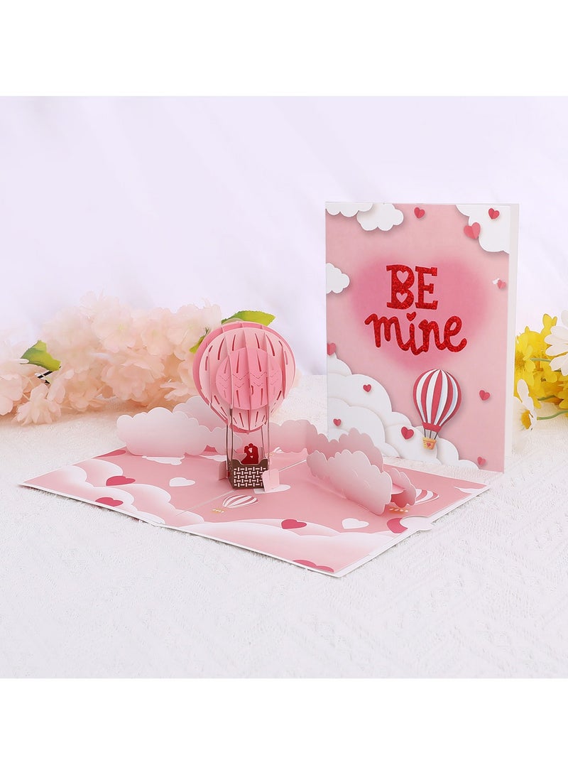 Pink hot air balloon lovers greeting card - Image 2
