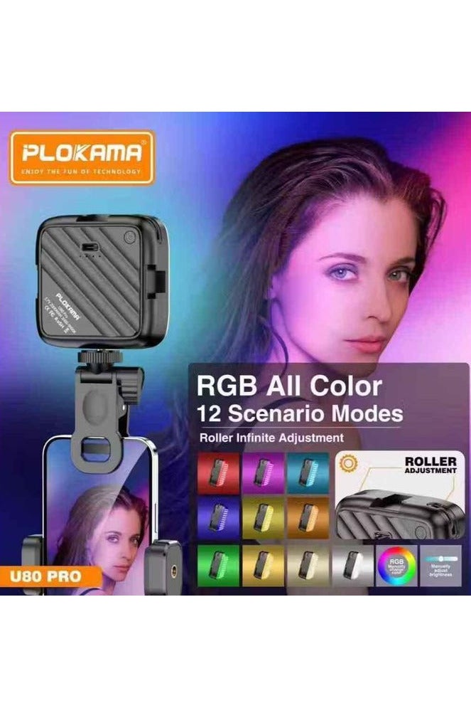 PLOKAMA U80 Pro LED RGB Mobile Phone Video Light - Small Portable + 12 Different Lighting Modes for Professional Photography - Image 5