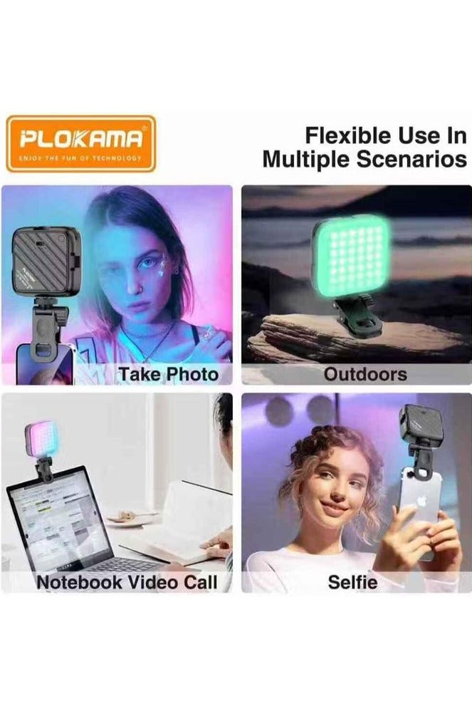 PLOKAMA U80 Pro LED RGB Mobile Phone Video Light - Small Portable + 12 Different Lighting Modes for Professional Photography - Image 1