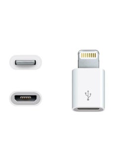 Micro USB to Lightning Adapter – Compact Micro USB to Lightning Connector for iPhone / iPad / iPod – Apple MFi Certified – White