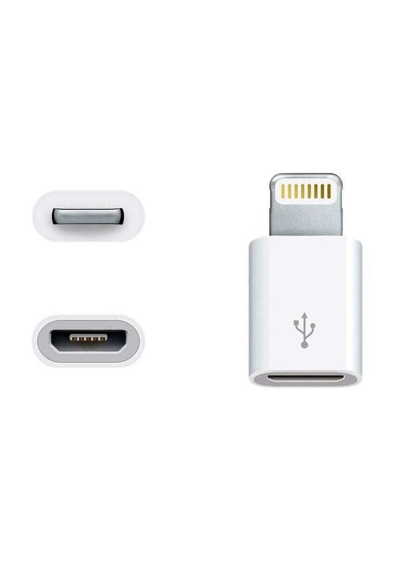 Generic - Micro USB to Lightning Adapter – Compact Micro USB to Lightning Connector for iPhone / iPad / iPod – Apple MFi Certified – White - Image 1